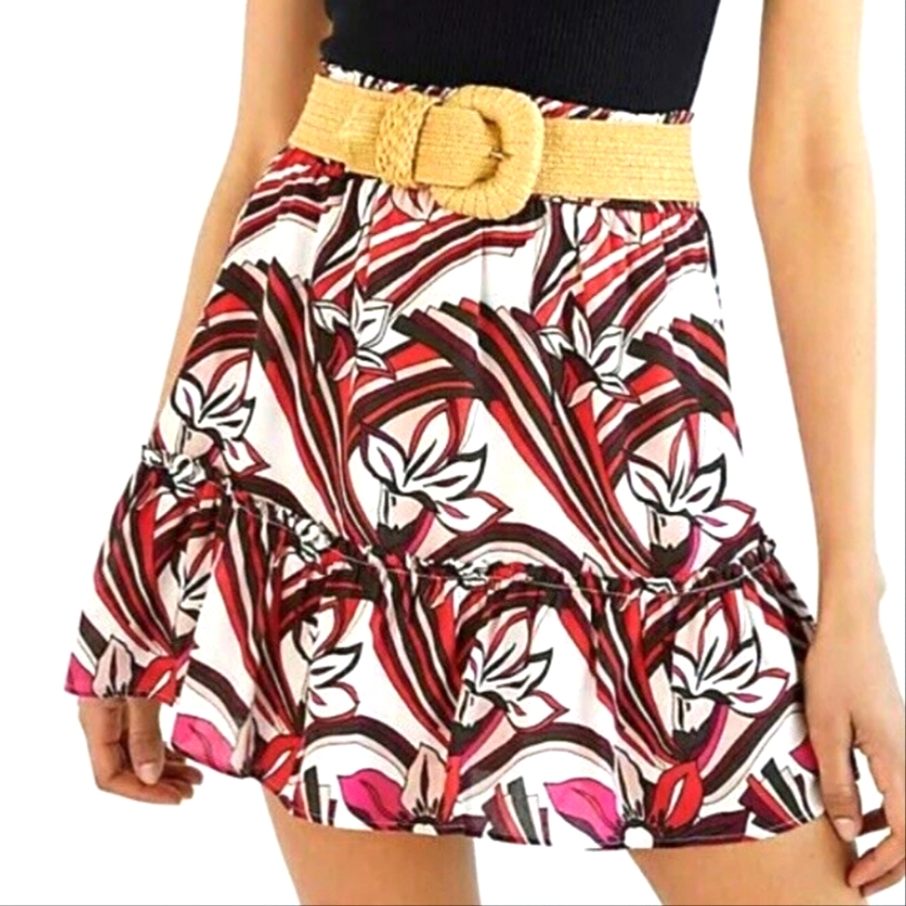 Anthroplogie Multi Color Floral Tiered Mini Skirt New With Tag